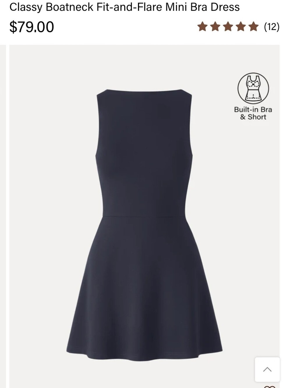 OGL Navy Boatneck Fit-and-Flare Mini Dress